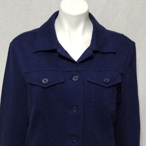 Norma Kamali Navy Blue Classic Button Up Long Sleeves Jacket Large - Picture 2 of 7